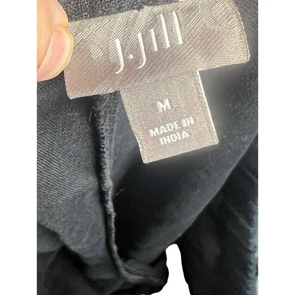 J. Jill M Black Linen Pants Lagenlook Minimalist Pull On Wide Straight Leg Beach - Picture 8 of 9